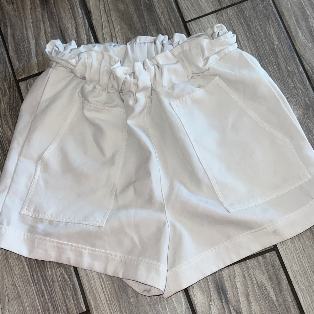 Glam High Waist White Ruffle Shorts